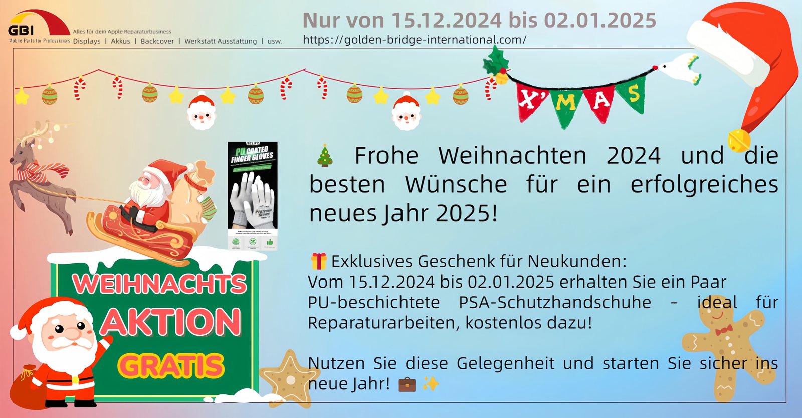 Weihnachtsaktion - Reparaturhandschuhe Gratis!